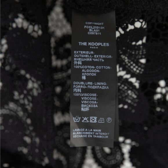 The Kooples Women High Neck Lace Blouse Black Size 1/S - Picture 7 of 7